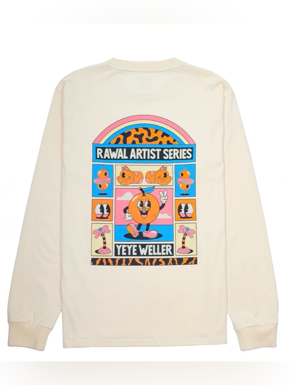 Laser Rawal x Yeye Weller Cream Long-Sleeve Tee with Pink Cherry Motif - M